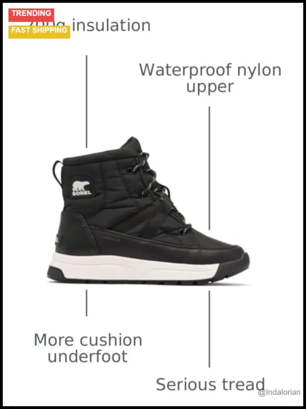 Waterproof Winter Snow Boots with 200g Insulation and Lace-Up Closure